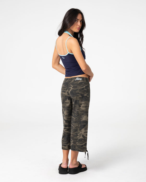 woman-wearing-sweat-mock-layer-halter-tank-top-in-navy-blue