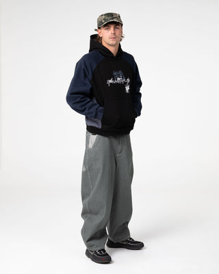Man wearing Splish Splash Hooded Fleece in Black