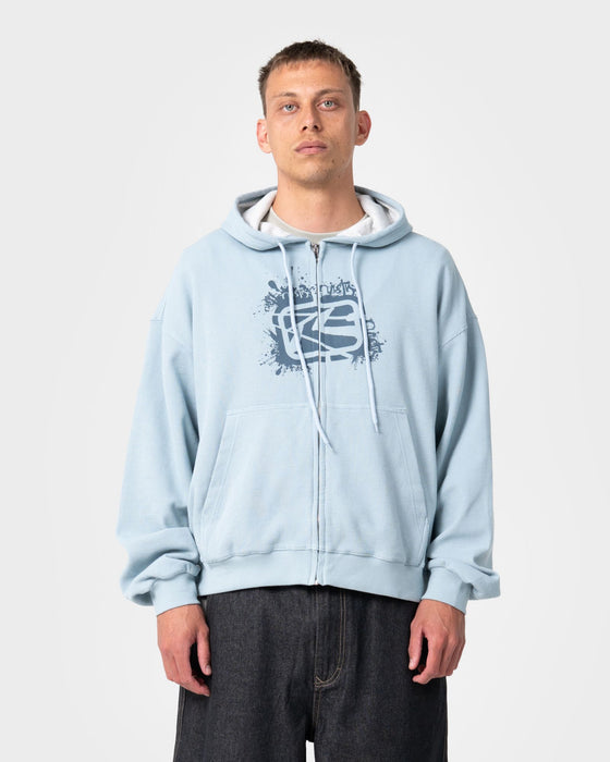 man-wearing-revolt-waffle-zip-thru-hooded-fleece-in-sky-blue