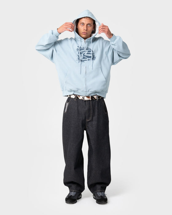 man-wearing-revolt-waffle-zip-thru-hooded-fleece-in-sky-blue