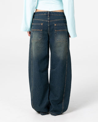 Woman wearing Pammy Panelled Leg Jeans in Dark N Dirty