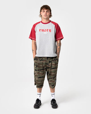 Man wearing Decoy Short Sleeve Tee in Grey Marle 2