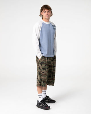Man wearing Shadow Waffle Long Sleeve Tee in Sky Blue