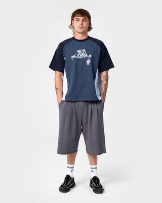 Man wearing Splish Splash Short Sleeve Tee in China Blue
