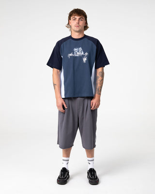 Man wearing Splish Splash Short Sleeve Tee in China Blue