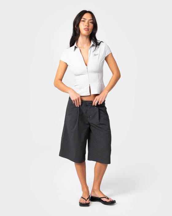 woman-wearing-road-rage-finance-mommy-low-rise-short-in-coal-pinstripe