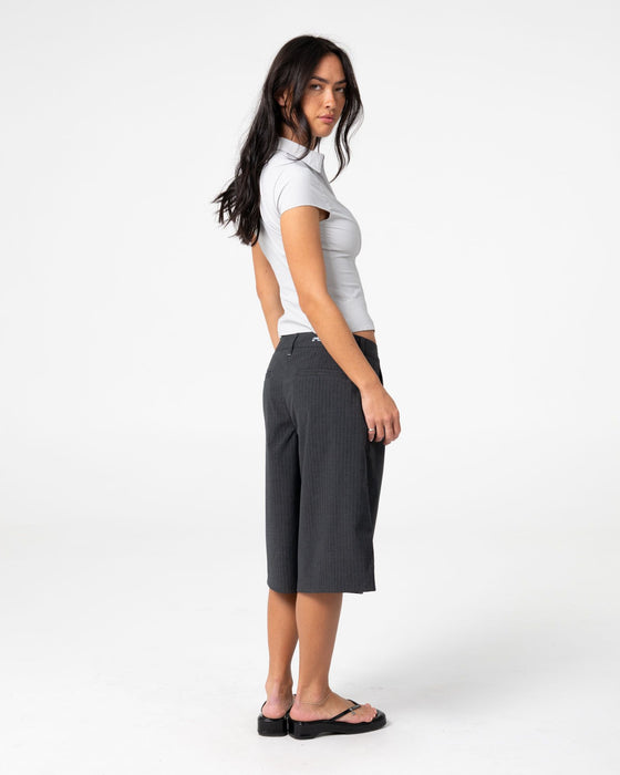 woman-wearing-road-rage-finance-mommy-low-rise-short-in-coal-pinstripe