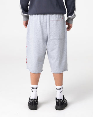 Man wearing Chopper Fleece Short in Grey Marle