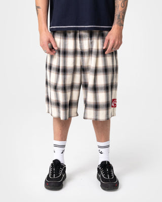 Man wearing Mista Checkya Elastic Short in Pinecone