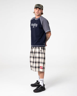 Man wearing Mista Checkya Elastic Short in Pinecone