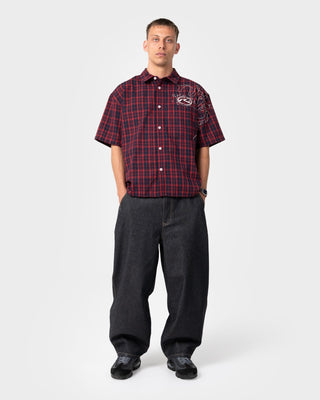 Man wearing Slick Rick Short Sleeve Shirt in Red