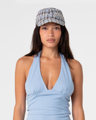 Womens Mik Check Military Cap in Blue Check