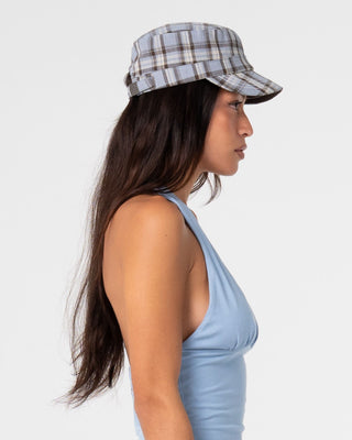 Womens Mik Check Military Cap in Blue Check