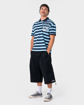 Man wearing Thrasha Short Sleeve Polo in Ice Blue