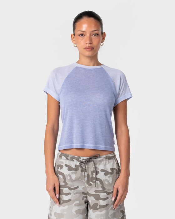 woman-wearing-teddy-raglan-baby-tee-in-cornflower-blue