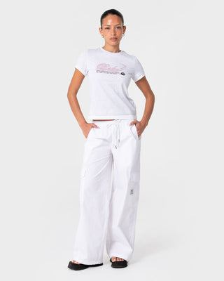Woman wearing Star Seeker Mock Layer Tee in Ecru Marle