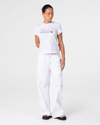 Woman wearing Star Seeker Mock Layer Tee in Ecru Marle