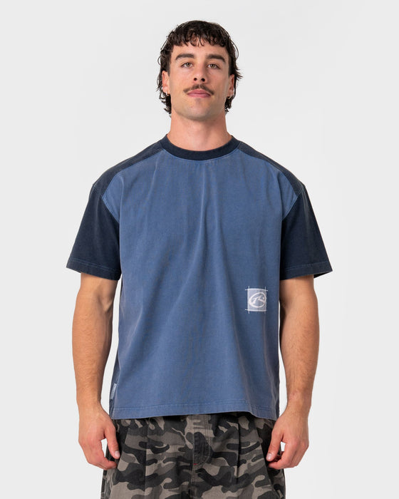 man-wearing-weagle-short-sleeve-tee-in-china-blue