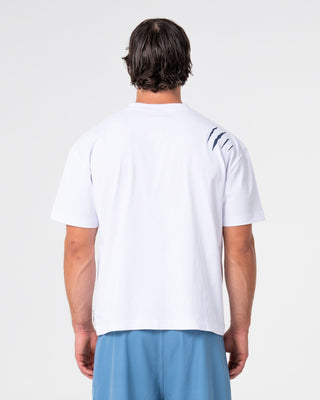 Man wearing Dragon Boosta Short Sleeve Tee in White