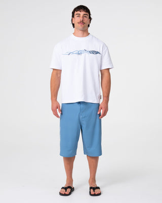 Man wearing Dragon Boosta Short Sleeve Tee in White