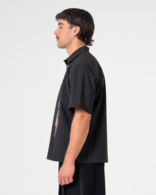 Man wearing Mystika Short Sleeve Shirt in Black