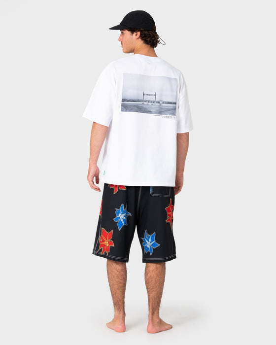 model-wearing-pickya-pill-fixed-waist-boardshort-in-black