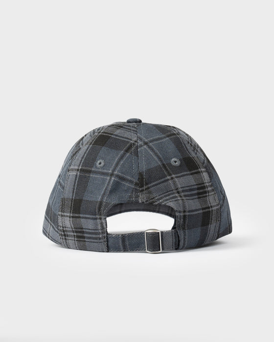 model-wearing-hal-x-rusty-6-panel-cap-in-plaid