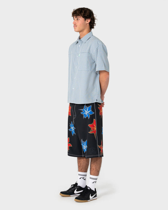 model-wearing-two-squared-short-sleeve-shirt-in-china-blue