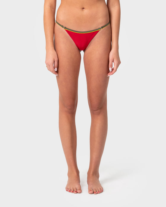 woman-wearing-howzit-midi-bikini-bottom-in-red-khaki