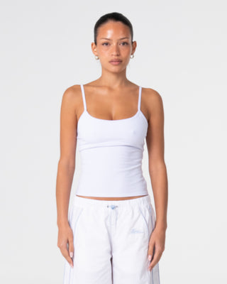 Woman wearing Real Time Fitted Tank in Off White
