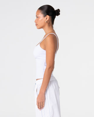 Woman wearing Real Time Fitted Tank in Off White