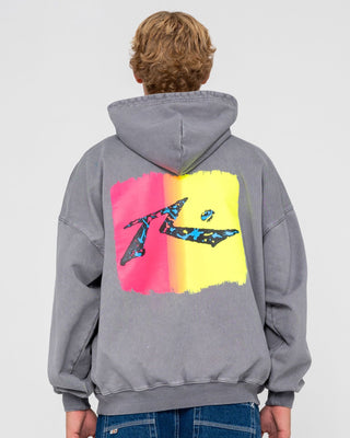 Man wearing Heritage Hoodie in Washed Grey