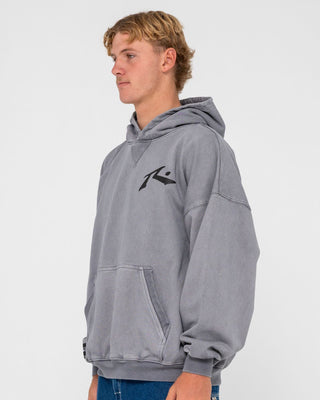 Man wearing Heritage Hoodie in Washed Grey