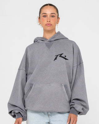 Man wearing Heritage Hoodie in Washed Grey