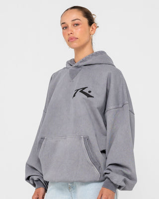 Man wearing Heritage Hoodie in Washed Grey