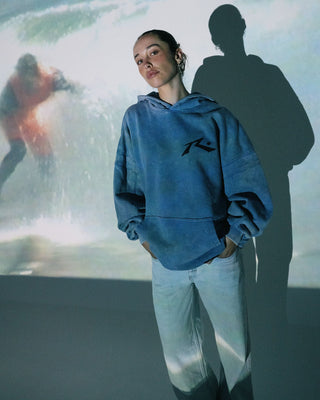 Man wearing Snow Hoodie in Blue