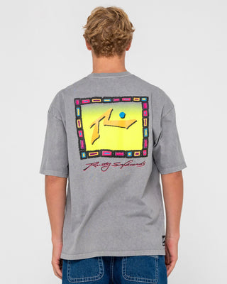 Man wearing Heritage Tee in Washed Grey