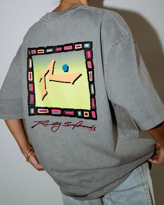 Man wearing Heritage Tee in Washed Grey