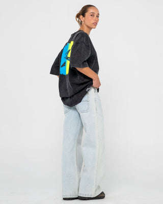 Man wearing Technicolour Tee in Washed Black