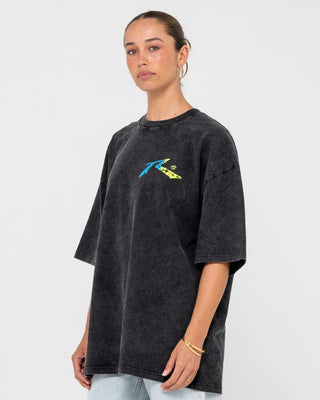 Man wearing Technicolour Tee in Washed Black