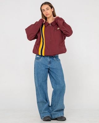 Man wearing Concealer Shell Jacket in Burgundy