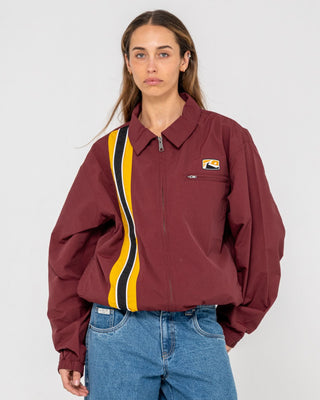 Man wearing Concealer Shell Jacket in Burgundy