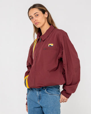 Man wearing Concealer Shell Jacket in Burgundy