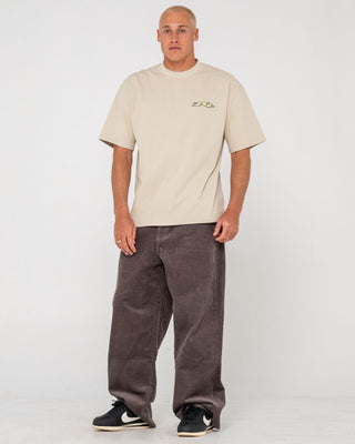 Man wearing Big Wale Corduroy Pant in Dark Choc