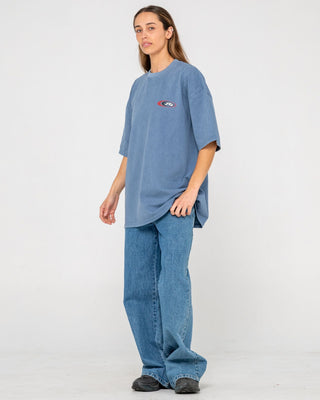 Man wearing Sleds N Threads Short Sleeve Tee in Real Teal