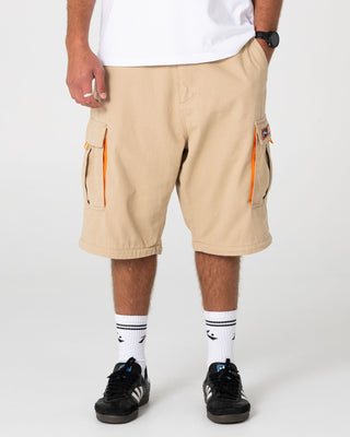 Man wearing Megatron 00 Baggy Zip Off Cargo Pant in Abbey Stone