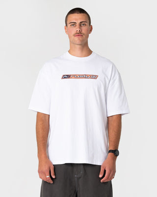 Man wearing Millennium Short Sleeve Tee in White