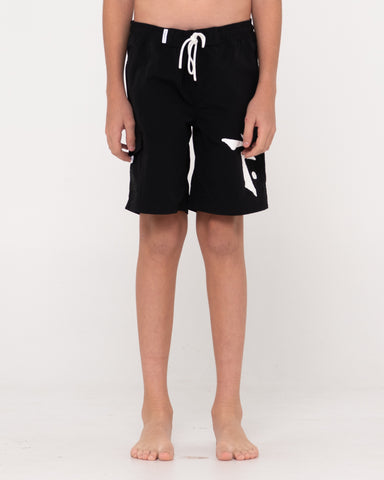 Boy wearing Offshore Cargo Boardshort Boys in Black