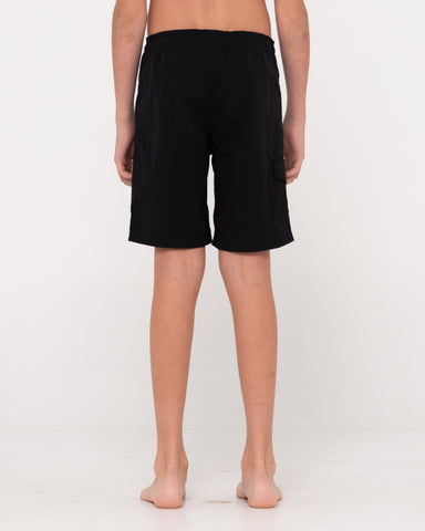 Boy wearing Offshore Cargo Boardshort Boys in Black