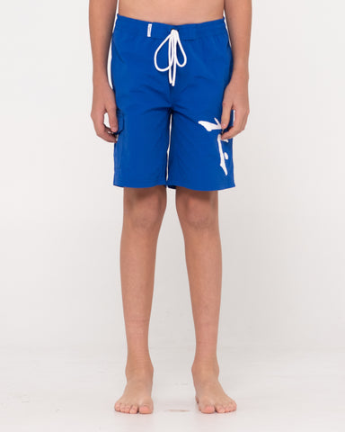 Boy wearing Offshore Cargo Boardshort Boys in Royal Blue